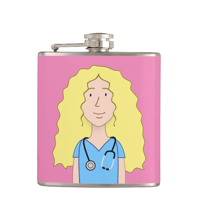 Blonde Nurse Flask (Front)