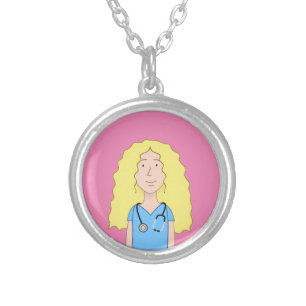 Blonde Nurse Silver Plated Necklace