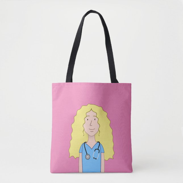 Blonde Nurse Tote Bag (Front)