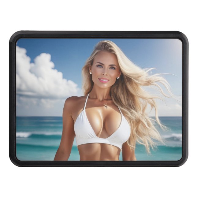 Blonde on Beach Hitch Cover (Front)