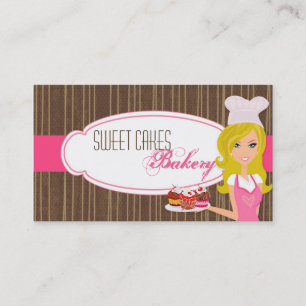 Blonde on Pink Brown Baker Cup Cakes Business Card