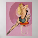 Blonde On Stool Looking Back Pin Up Poster at Zazzle