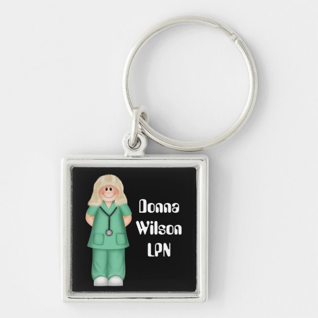 Blonde Personalized Nurse Keychain (Front)