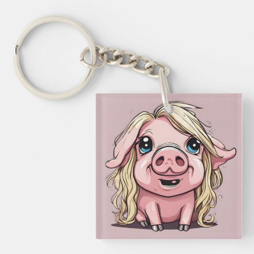 Blonde Pig Keychain