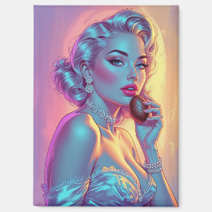 Blonde Pin-Up Chocolate Easter Egg Magnet