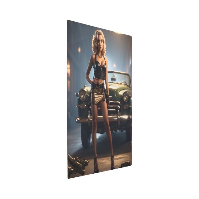 Blonde pin-up girl 2 metal print (3/4)