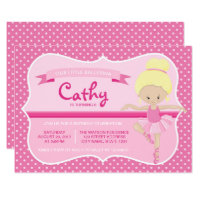 Blonde Pink Ballerina Birthday Invitation