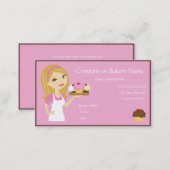 Blonde/Pink Cupcake Baker/Bakery 3 Business Card (Front/Back)