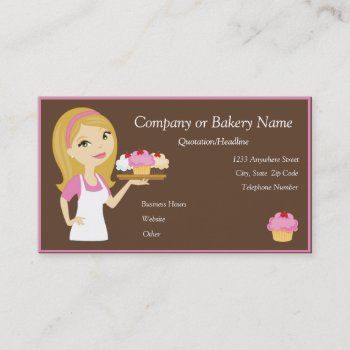 Blonde/pink Cupcake Baker/bakery Business Card by mrssocolov2 at Zazzle