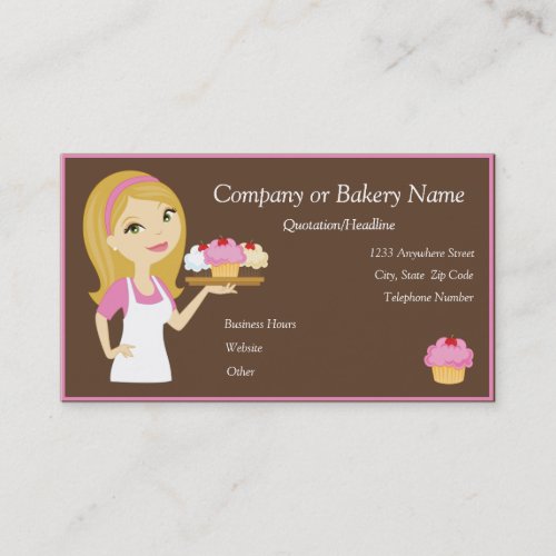 Blonde/Pink Cupcake Baker/Bakery Business Card