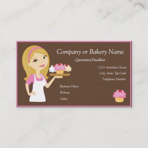 Customizable Blonde/Pink Cupcake Baker/Bakery Business Card