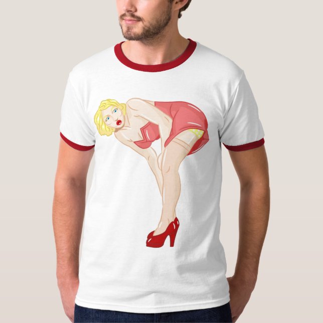 Blonde Pinup Girl 2 T-Shirt (Front)