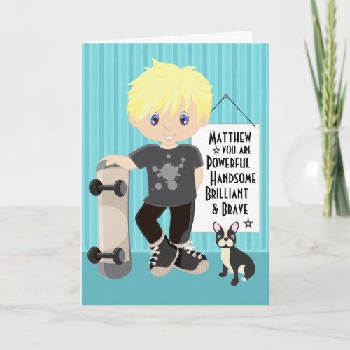 Blonde Powerful  Brave Boy Card