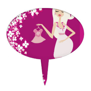 blonde pregnant woman cake topper