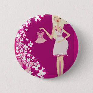 blonde pregnant woman pinback button