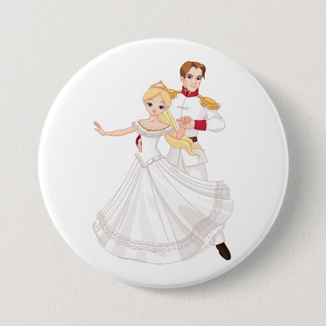 Blonde Princess and Charming Prince Fairytale Button (Front)