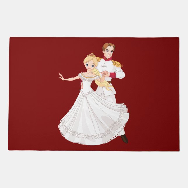 Blonde Princess and Charming Prince Fairytale Doormat (Front)