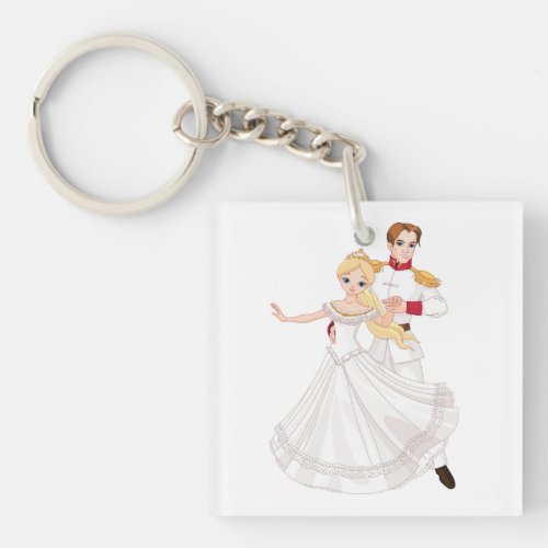 Blonde Princess and Charming Prince Fairytale Keychain