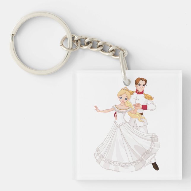 Blonde Princess and Charming Prince Fairytale Keychain (Front)