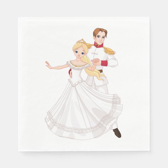 Blonde Princess and Charming Prince Fairytale Napkins (Front)