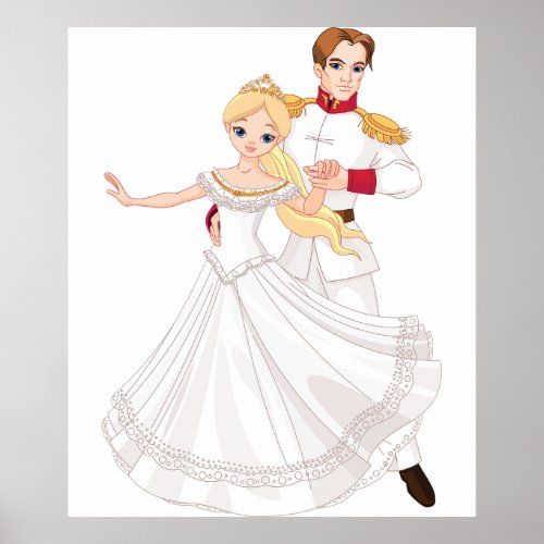 Blonde Princess and Charming Prince Fairytale Poster