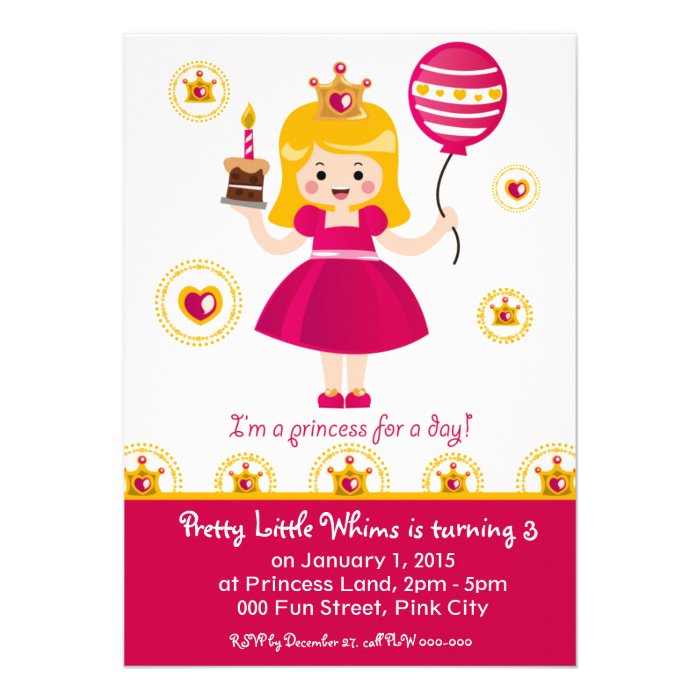 Blonde Princess Birthday Invitation Card