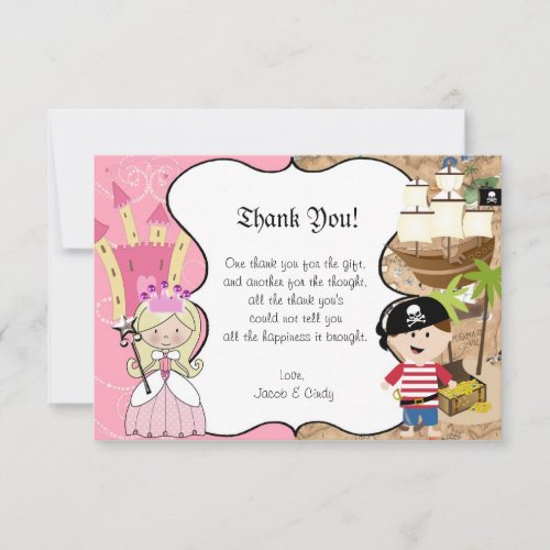 Blonde Princess  Pirate Party Thank You Card