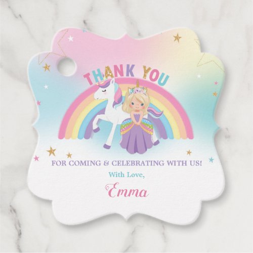 Blonde Princess Unicorn Birthday Party Thank You F Favor Tags