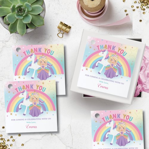 Blonde Princess Unicorn Birthday Party Thank You Favor Tags