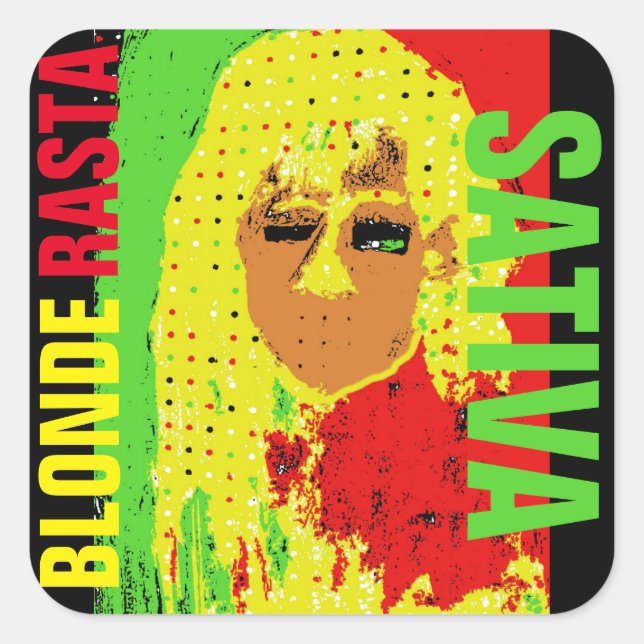 BLONDE RASTA SATIVA SQUARE STICKER (Front)