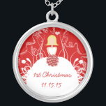 Blonde Red Musical Wedding 1st Christmas Necklace<br><div class="desc">Keepsake Necklaces Choose either Silver Plated Gold Finish or Sterling Silver Unique Personalized Custom !st Christmas Gift Wedding Keepsake Wedding Party Necklaces - to change background color - click customize - click edit - choose last tool in drop down menu and choose from one of the colors shown or enter...</div>