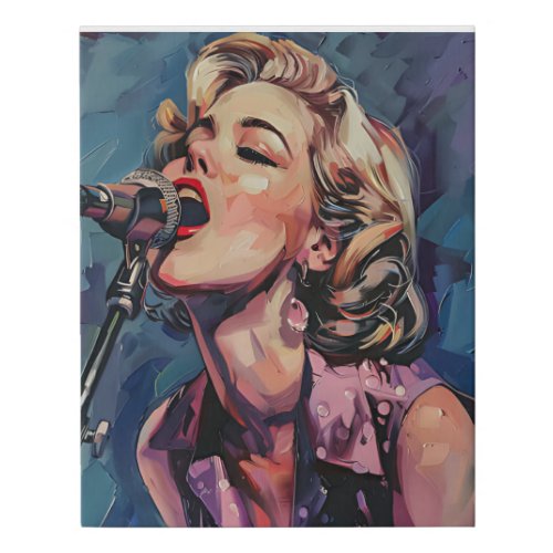 Blonde Retro Singer Oil Painting Faux Canvas Print