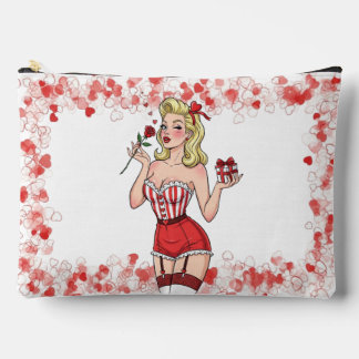 Blonde Retro Valentine Pin-Up Girl Accessory Pouch