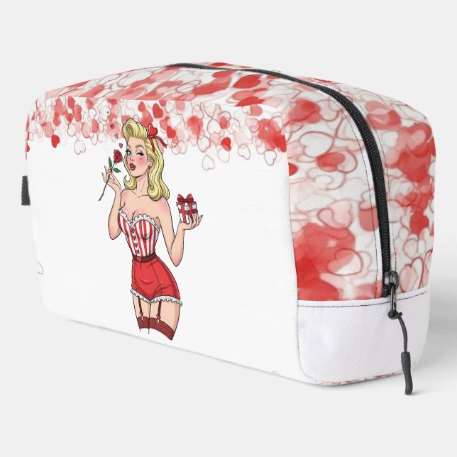 Blonde Retro Valentine Pin-Up Girl Dopp Kit (Right Corner)