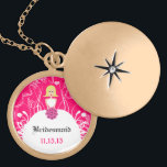 Blonde Side Part Fuchsia Bridesmaid Necklace<br><div class="desc">Keepsake Necklaces Choose either Silver Plated Gold Finish or Sterling Silver Unique Personalized Custom !st Christmas Gift Wedding Keepsake Wedding Party Necklaces - to change background color - click customize - click edit - choose last tool in drop down menu and choose from one of the colors shown or enter...</div>