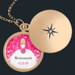 Blonde Side Part Fuchsia Bridesmaid Necklace<br><div class="desc">Keepsake Necklaces Choose either Silver Plated Gold Finish or Sterling Silver Unique Personalized Custom !st Christmas Gift Wedding Keepsake Wedding Party Necklaces - to change background color - click customize - click edit - choose last tool in drop down menu and choose from one of the colors shown or enter...</div>
