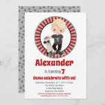 Blonde Skateboard Boys Birthday Invitation<br><div class="desc">This boy's birthday invitation features a cute blonde boy with his skateboard. On cool gray and red background.</div>