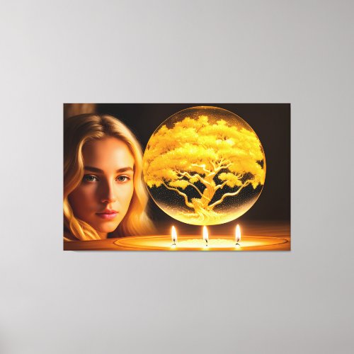 Blonde Sorceress With Candles Canvas Print
