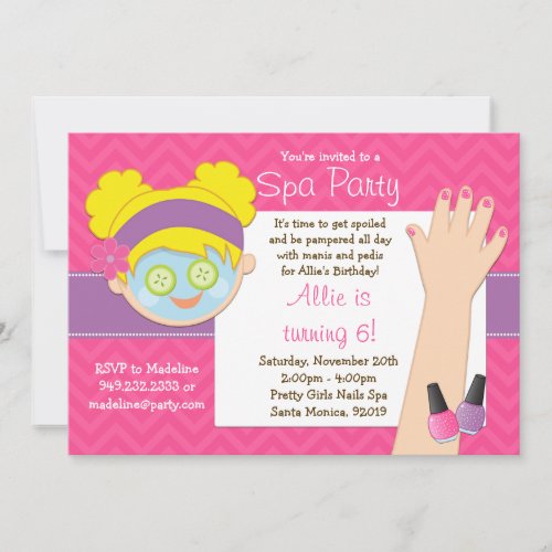 Blonde Spa Birthday Party Invitation