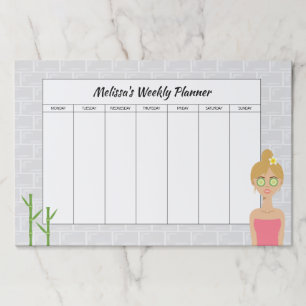 Blonde Spa Girl Illustration Custom Weekly Planner Paper Pad