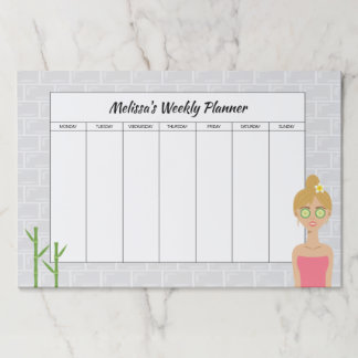 Blonde Spa Girl Illustration Custom Weekly Planner Paper Pad
