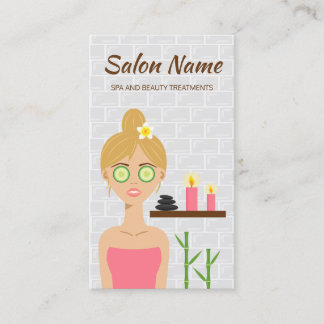 Blonde Spa Woman Illustration Day Spa Salon Business Card