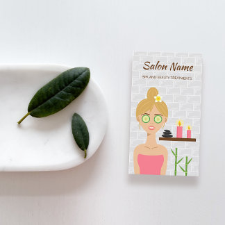 Blonde Spa Woman Illustration Day Spa Salon Business Card