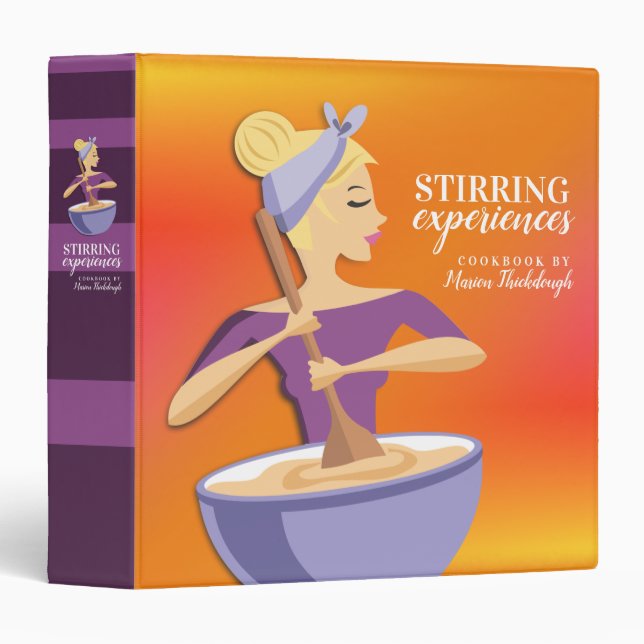 Blonde stirring baker bakery chef cookbook recipe 3 ring binder (Front/Spine)