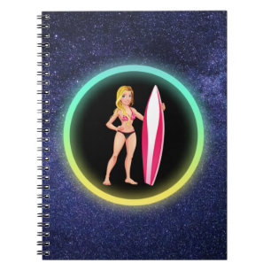 Blonde Surfer Teenage Girl Galaxy Notebook