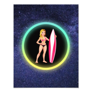 Blonde Surfer Teenage Girl Galaxy Photo Print
