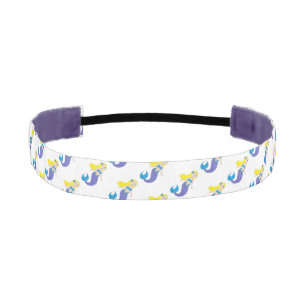 Blonde Swimming Mermaid Girl Purple Tail Ocean Sea Athletic Headband