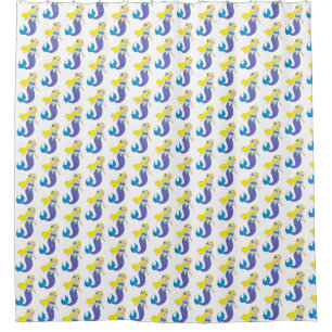 Blonde Swimming Mermaid Girl Purple Tail Ocean Sea Shower Curtain