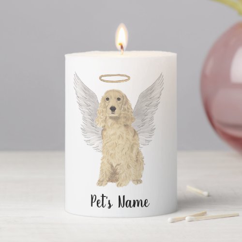 Blonde Tan Golden Cocker Spaniel Sympathy Memorial Pillar Candle