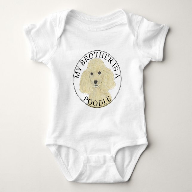 Blonde Tan Golden Poodle Dog Baby Bodysuit (Front)